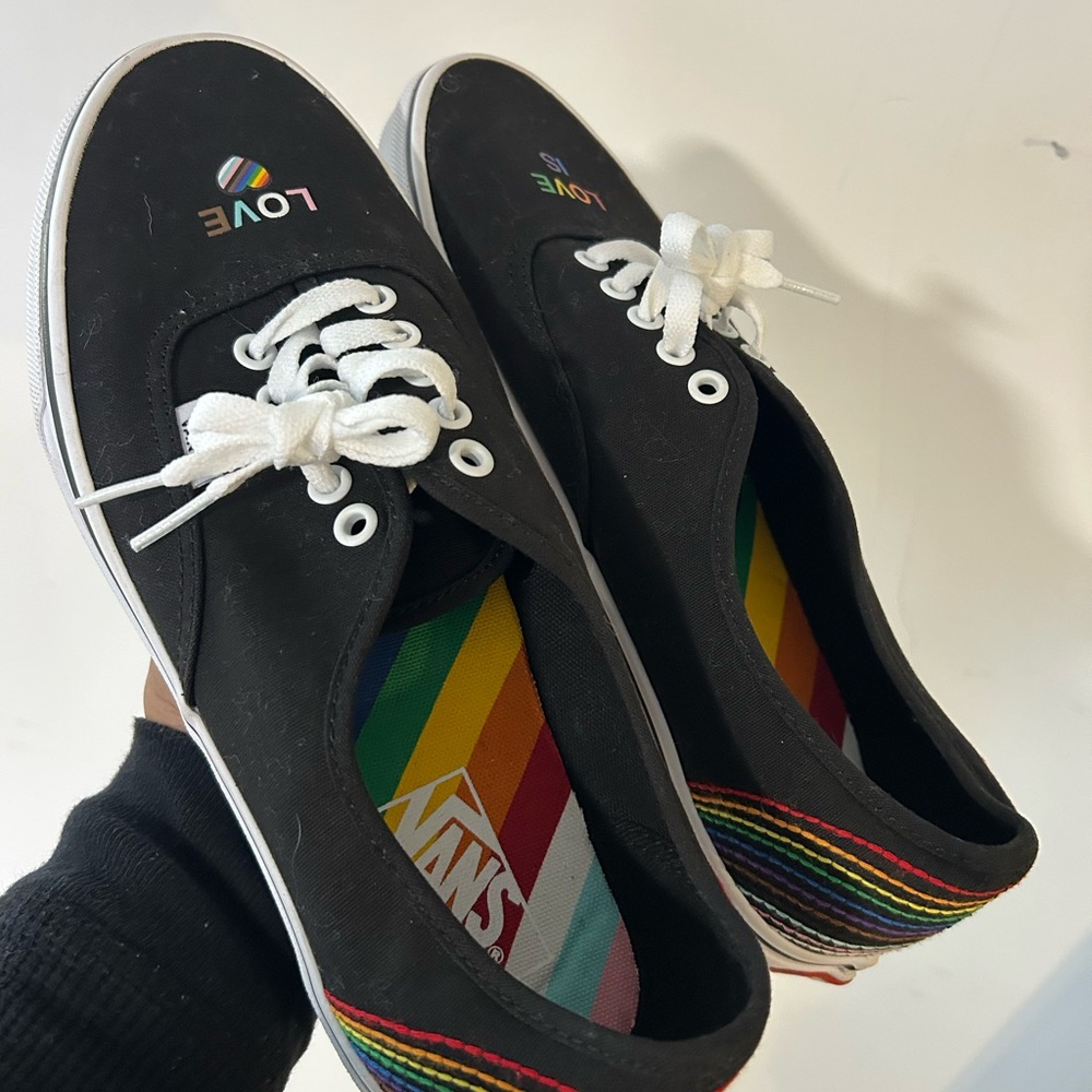 Vans Black Sneakers with Rainbow Details